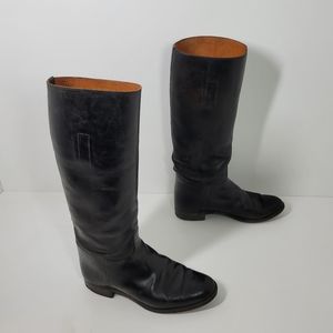 Vtg Manfield & Sons Ltd Black Leather Tall Equestrian Riding Boot Men 6.5 W 8.5B